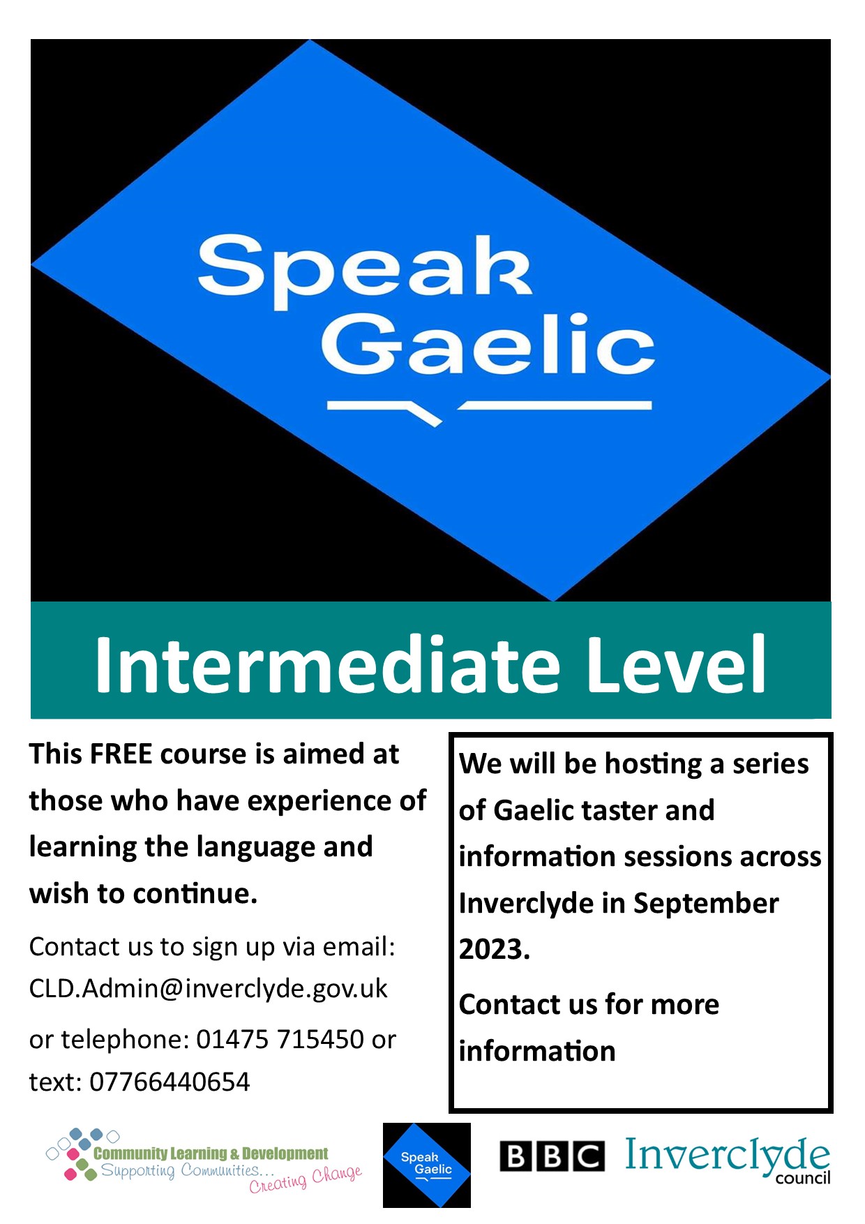 speak gaelic intermediate class, starts September 2023